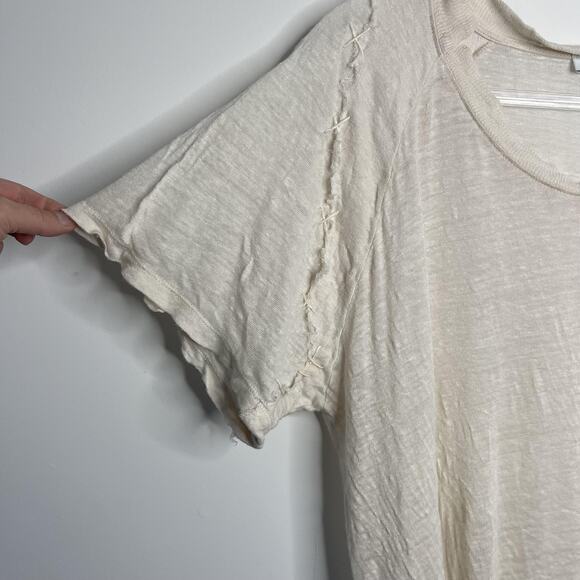 IRO Shirt Womens Small Beige Oversized Distressed Textured Lightweight‎ Top - Picture 6 of 9